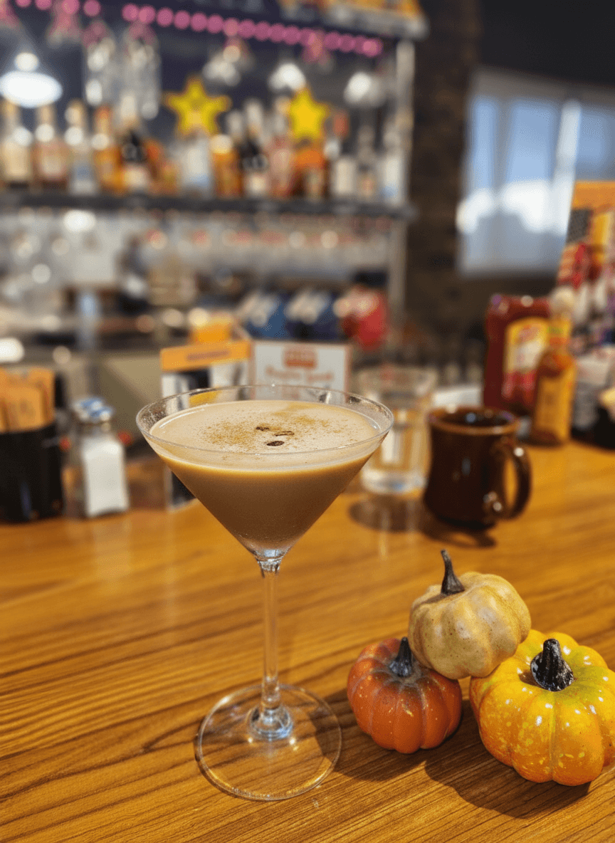 Pumpkin-Tini - A cozy twist on a classic martini — smooth vodka shaken with rich pumpkin spice syrup, creamy pumpki - U.S. Egg Brunch & Cocktails menu item (gluten-free) (vegetarian)