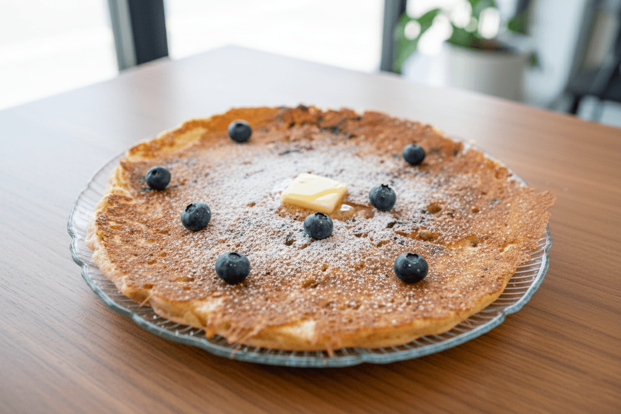 Protein Pancakes - Our signature pancakes, packed with protein and flavor! Filled with Wild Maine Blueberries, homemade - U.S. Egg Brunch & Cocktails menu item